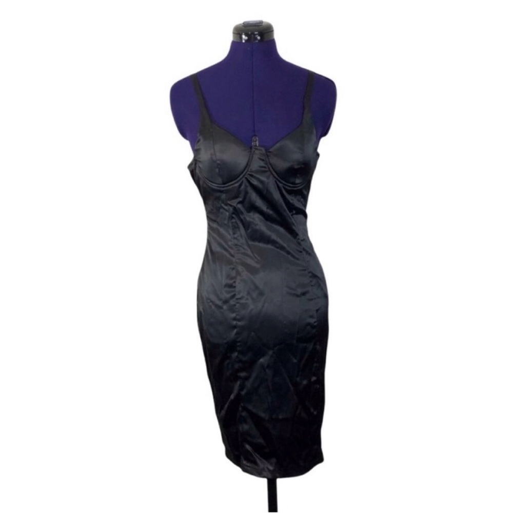 Fashion Nova Black Satin Mini Dress